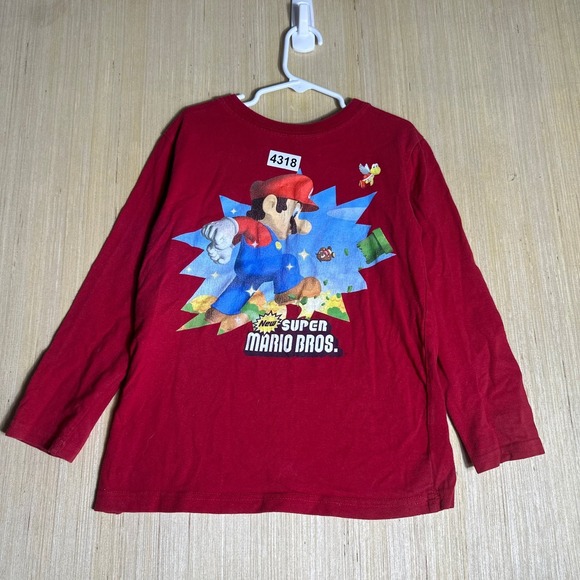 Nintendo Other - Vintage Super Mario Bros T-Shirt Kids 7 Red Long Sleeve Graphic Print Y2k